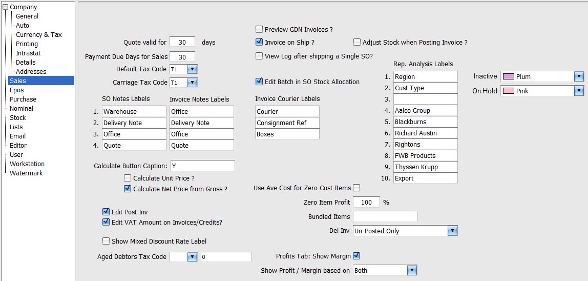 Configurations: Sales Ledger