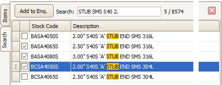 Purchase Order Enquiry: Product Search