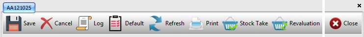 Stock Record: Toolbar