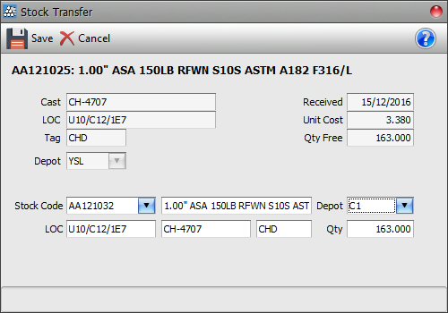 Stock Transfer Between Stock Items